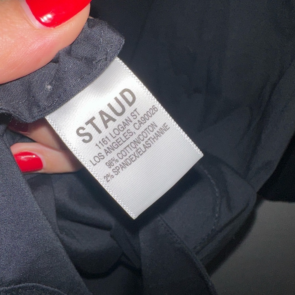 Staud Black Clea Midi Black Shirt Twist Dress Size 2 - Picture 9 of 9